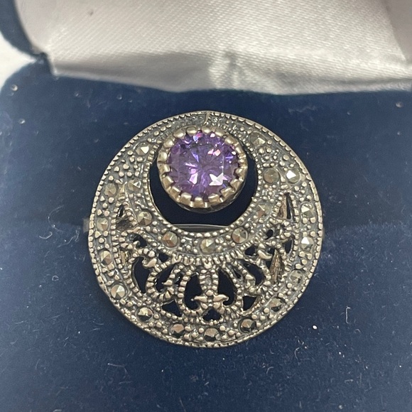 Handmade Sterling Silver Purple Stone Ring - Picture 2 of 5